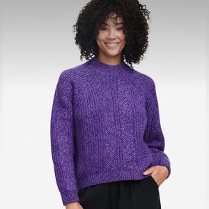 NAADAM Wool-Cashmere Textured Crewneck Sweater Purple Marl (Size S)
